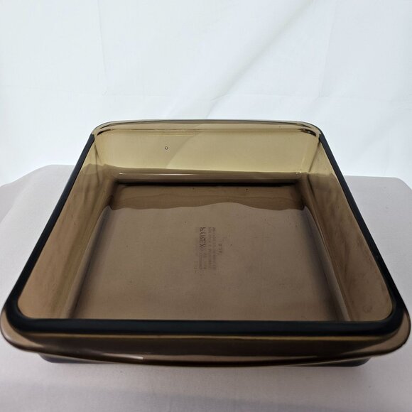 Pyrex Square Brown Baking Dish 8" Fireside glass casserole 2lt/qt cake pan 222 - Picture 4 of 9